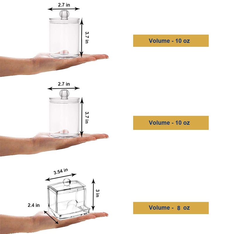 WISIEW Swab Holder Canisters with Lid  Bathroom Qtip Dispenser Apothecary Jars  Clear Plastic Cotton Ball Pad Container for Cotton Swabs  Q-Tips  Make Up Pads  Cosmetics - Image 3